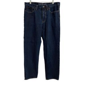 Lands' End Traditional Fit Straight Leg Jeans Men's Size 36 Dark Wash Denim